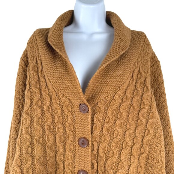 Eddie Bauer Shawl Collar Cardigan Sweater 1X Cable Knit Brown NWOT CJ-2225 - Picture 4 of 9